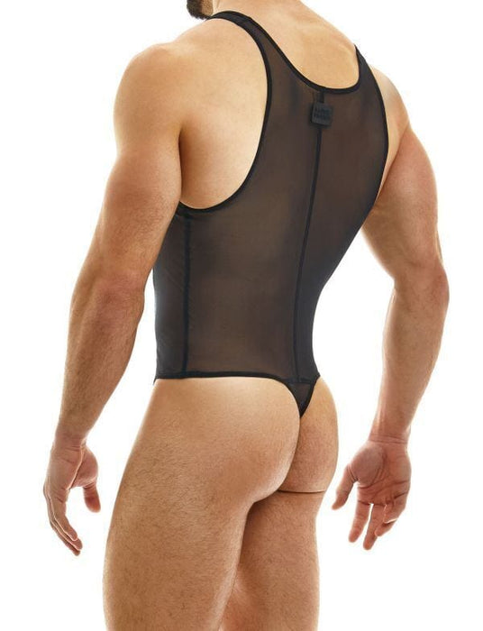 Modus Vivendi Thong Sheer Bodysuit Muslin Transparent One Piece Black 36 - SexyMenUnderwear.com