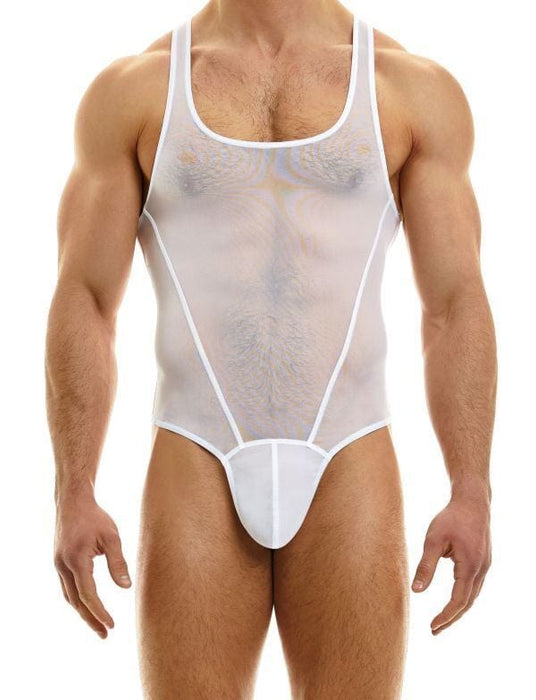 Modus Vivendi Thong Sheer Bodysuit Muslin Transparent One Piece White 36 - SexyMenUnderwear.com