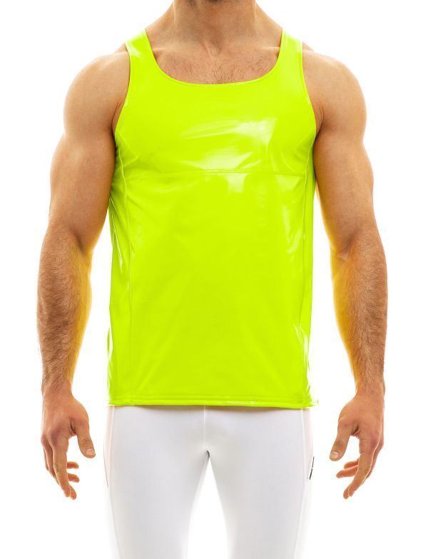 Modus Vivendi Tight Fit Tank Top Viral Vinyl Loud Lavish Neon Yellow 08031 - SexyMenUnderwear.com