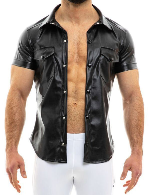 Modus Vivendi Vegan Leather-Look Muscle Shirt Black 20541 - SexyMenUnderwear.com