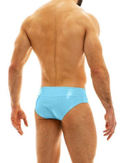MODUS VIVENDI Vinyl Briefs Fashion Lavish Covered Waistband in Light Blue 08015 - SexyMenUnderwear.com