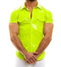 MODUS VIVENDI Vinyl Shirt Functional Press Stud Buttons Yellow Neon 08041 - SexyMenUnderwear.com
