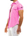 MODUS VIVENDI Vinyl Shirts Functional Press Stud Buttons Shirt Neon Pink 08041 - SexyMenUnderwear.com