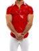 Modus Vivendi Viral Vinyl Shirt Press Stud Buttons Tight Fit Shirts Red 08041 - SexyMenUnderwear.com