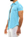 MODUS VIVENDI Viral Vinyl Shirt With Press Stud Buttons Shirts Light Blue 08041 - SexyMenUnderwear.com