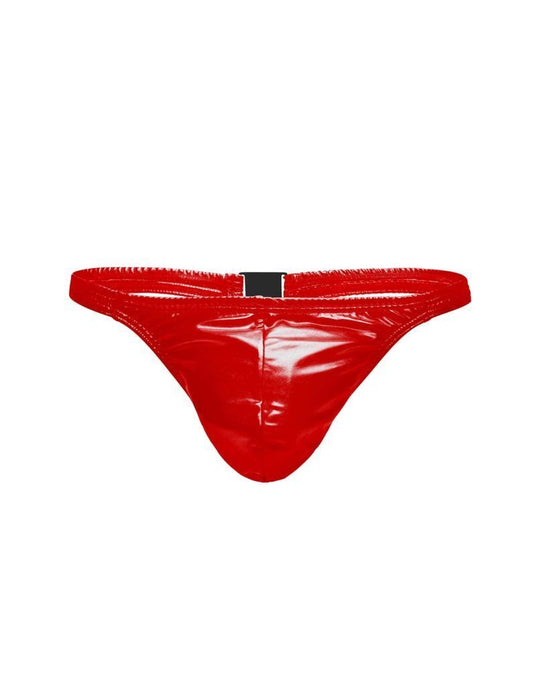 MODUS VIVENDI Viral Vinyl Thongs With Roomy Pouch Shiny Red 08016 - SexyMenUnderwear.com