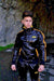 MR. RIEGILLIO PVC Tracksuit Jacket hoodies Glossy Shiny Black & Yellow Stripes - SexyMenUnderwear.com