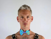 MR. RIEGILLIO Reflective Bow Tie Blue 2 - SexyMenUnderwear.com