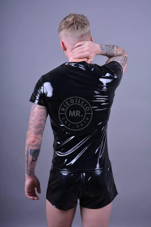 MR. RIEGILLIO Shiny PVC T-Shirt Classic Black - SexyMenUnderwear.com