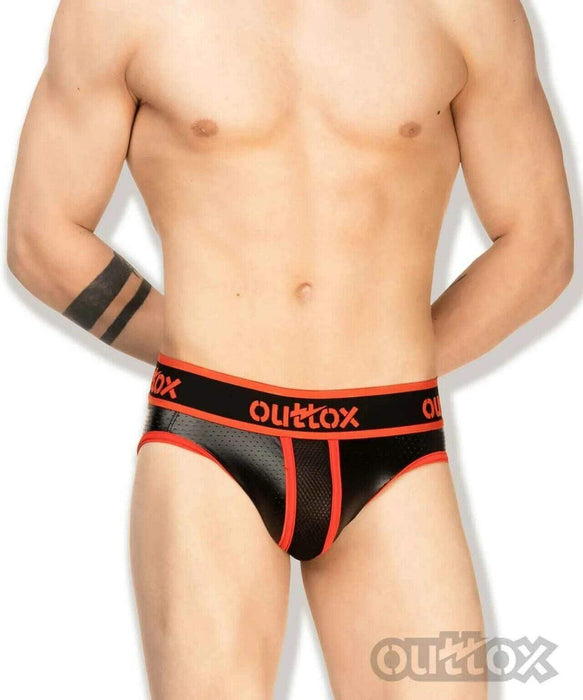 Outtox By Maskulo Brief Wrapped Briefs Leather Look Red BR141-10 6 - SexyMenUnderwear.com