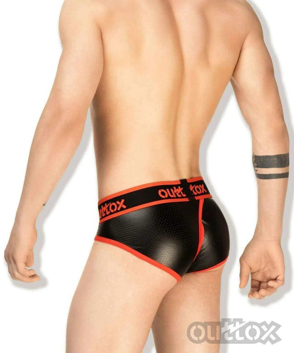 Outtox By Maskulo Brief Wrapped Briefs Leather Look Red BR141-10 6 - SexyMenUnderwear.com