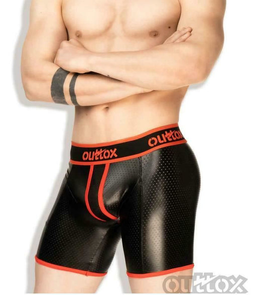 OUTTOX by Maskulo Fetish Shorts Easy Access Back Zipper Boxer Red SH141-10 OT1 - SexyMenUnderwear.com