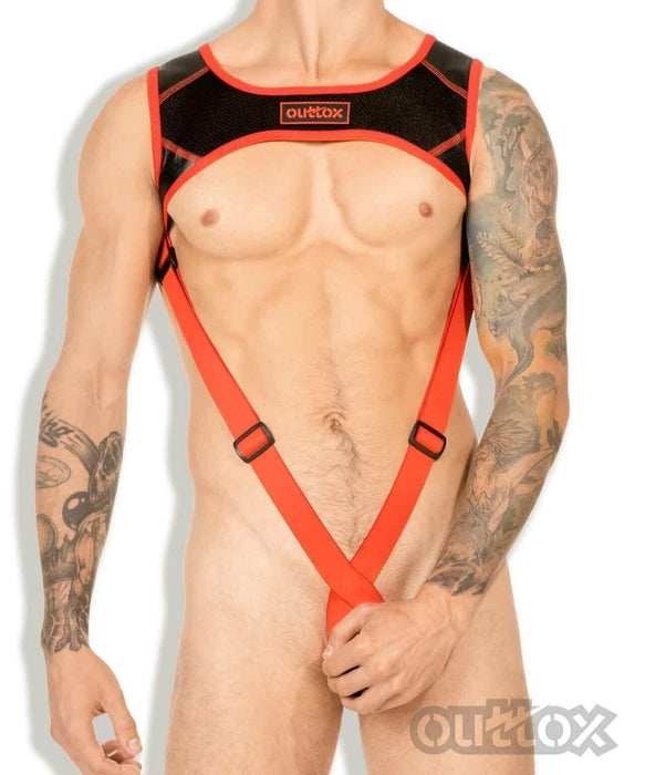 Outtox By Maskulo Harness Crop-Top With C-Ring Red HR142-10 5 - SexyMenUnderwear.com