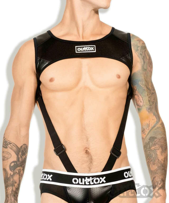 Outtox By Maskulo Harness Top With C-Ring Black HR142-90 5 - SexyMenUnderwear.com