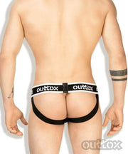 Outtox By Maskulo Jock Provocative Jockstrap Leather Look Black JS140-90 9 - SexyMenUnderwear.com