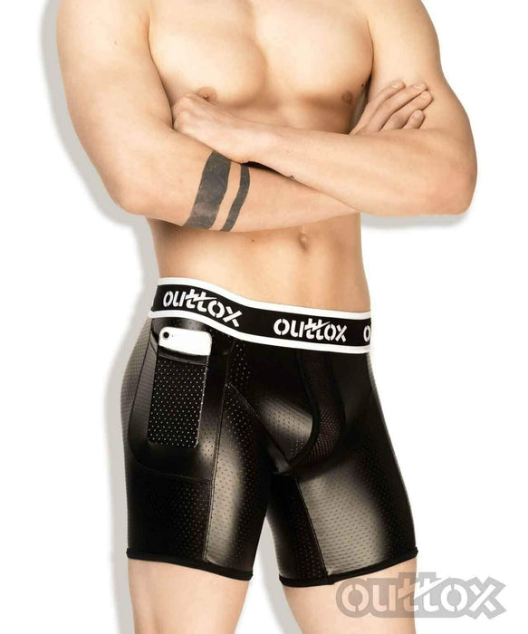 Outtox By Maskulo Shorts Cycling Fetish Short Leather-Look Black SH142-90 8 - SexyMenUnderwear.com
