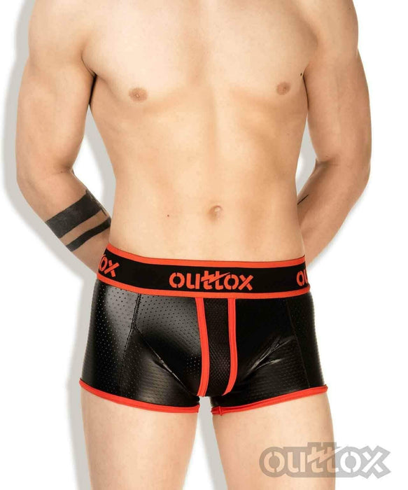 Outtox By Maskulo Shorts Trunk Leather-Look Fetish Boxer Short Red TR142-10 10 - SexyMenUnderwear.com