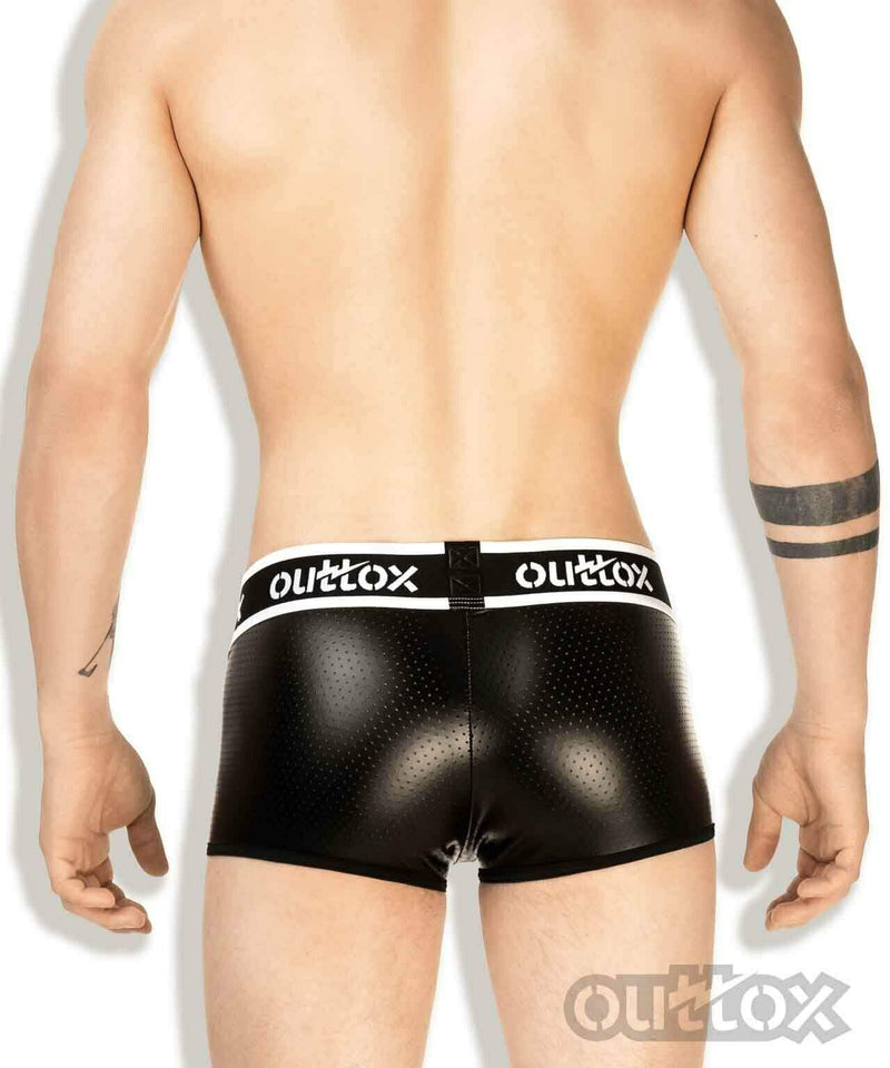 Outtox By Maskulo Shorts/Trunk Leather-Look Boxer Shorts White TR142-90 10 - SexyMenUnderwear.com