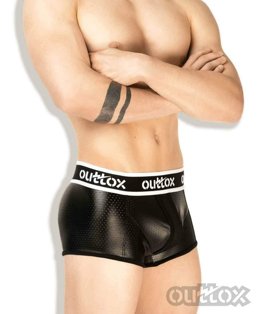 Outtox By Maskulo Shorts/Trunk Leather-Look Boxer Shorts White TR142-90 10 - SexyMenUnderwear.com