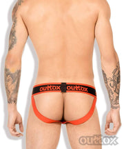 Outtox Maskulo Jock Perforated Leather-Look Jockstrap Red JS143-10 5 - SexyMenUnderwear.com