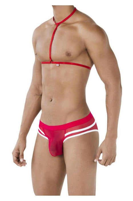 PIKANTE Harness Briefs Low-Rise Stretch Sensual See-Through Brief Red 0495 2 - SexyMenUnderwear.com