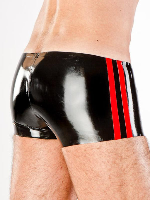 POLYMORPHE Boxer Short Contrast Colored Piping Latex Low Waist Red MP-074PIP 10 - SexyMenUnderwear.com