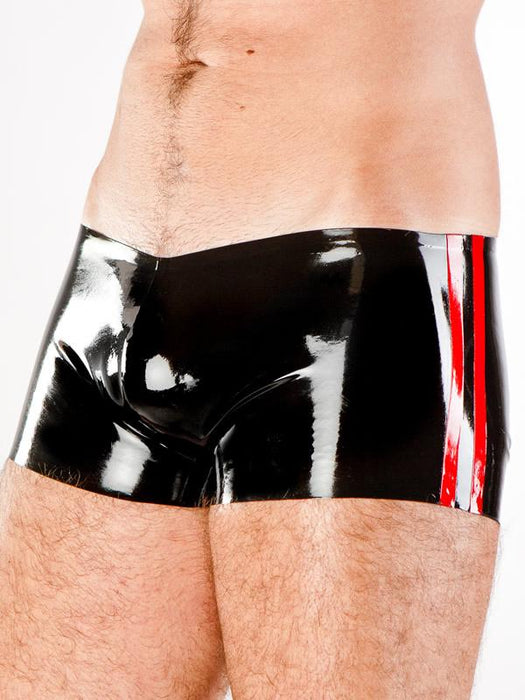 POLYMORPHE Boxer Short Contrast Colored Piping Latex Low Waist Red MP-074PIP 10 - SexyMenUnderwear.com
