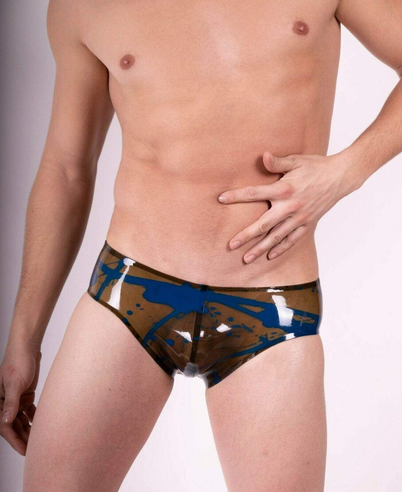 Polymorphe Briefs Mens Latex Splashed brief Rubber Smoked Royal UN-015ASPLAT 6 - SexyMenUnderwear.com