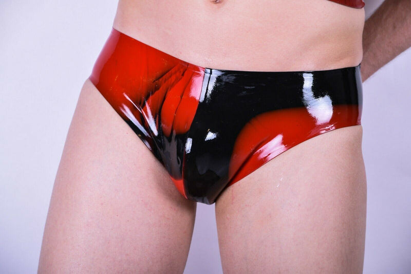 Polymorphe Latex Briefs Marbled Patern Natural Fabric Brief Black-Red UN-015AM 2 - SexyMenUnderwear.com