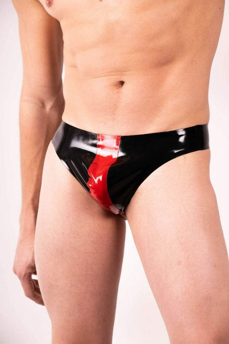 Polymorphe Latex Thongs Natural Underwear UN-015C Black & Red 1 - SexyMenUnderwear.com