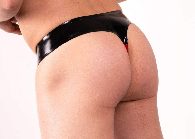 Polymorphe Latex Thongs Natural Underwear UN-015C Black & Red 1 - SexyMenUnderwear.com