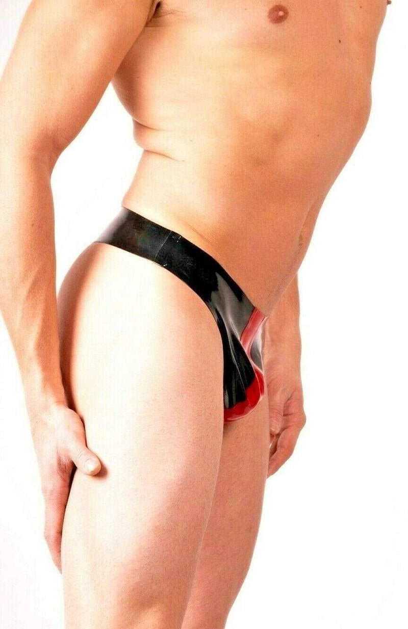Polymorphe Latex Thongs Natural Underwear UN-015C Black & Red 1 - SexyMenUnderwear.com