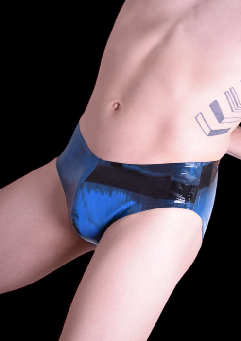 Polymorphe Rubber Mens Briefs 100% Pure Latex Ocean/Black UN-015AM 4 - SexyMenUnderwear.com