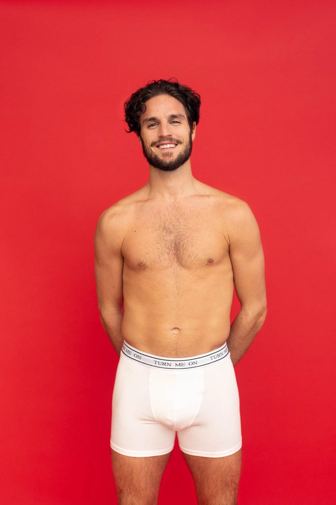 POP Underwear Turn Me On Long Boxer Bamboo Hypoallergenic Classic Whit —