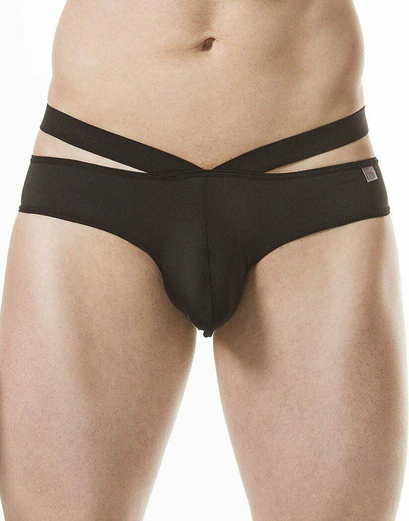 PPU Brief Extra Elastic Straps Smooth Microfiber Fabric Black 1804 MX3 - SexyMenUnderwear.com