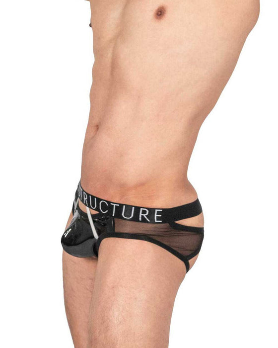 PRIVATE STRUCTURE Alpha Low Harness Mini-Briefs Shades Of Shiny Black 4416 - SexyMenUnderwear.com