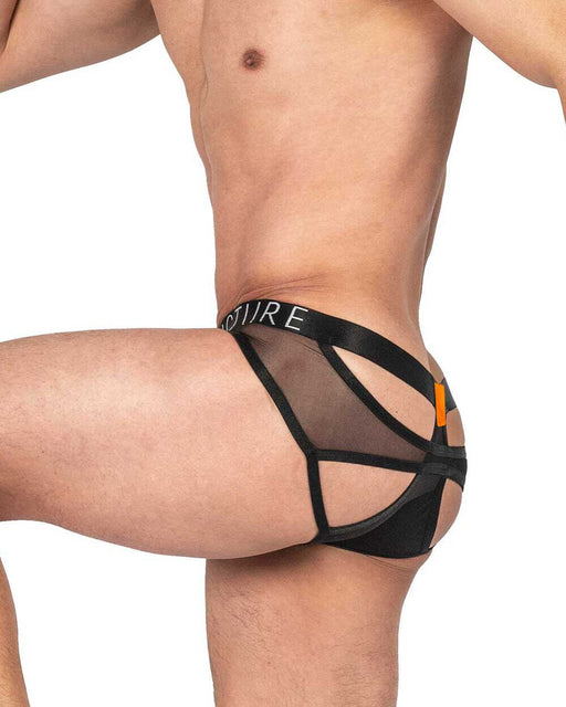 PRIVATE STRUCTURE Alpha Low Harness Mini-Briefs Shades Of Shiny Black 4416 - SexyMenUnderwear.com