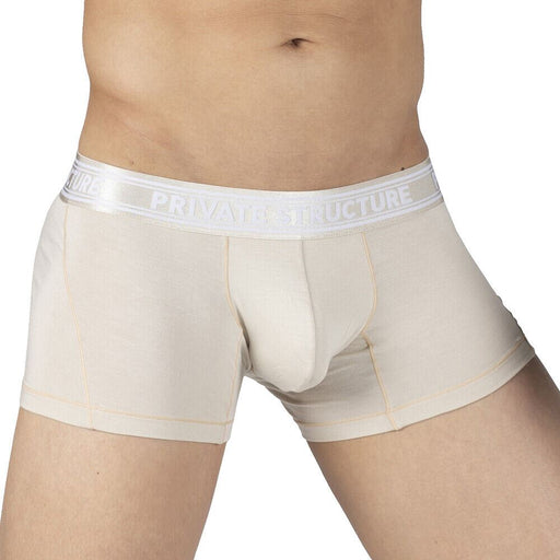PRIVATE STRUCTURE Bamboo Boxer Viscose Mid-Waist Trunk Bleached Sand 4379 - SexyMenUnderwear.com