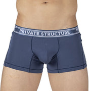 PRIVATE STRUCTURE Bamboo Boxer Viscose Mid-Waist Trunk Citadel Blue 4379 - SexyMenUnderwear.com