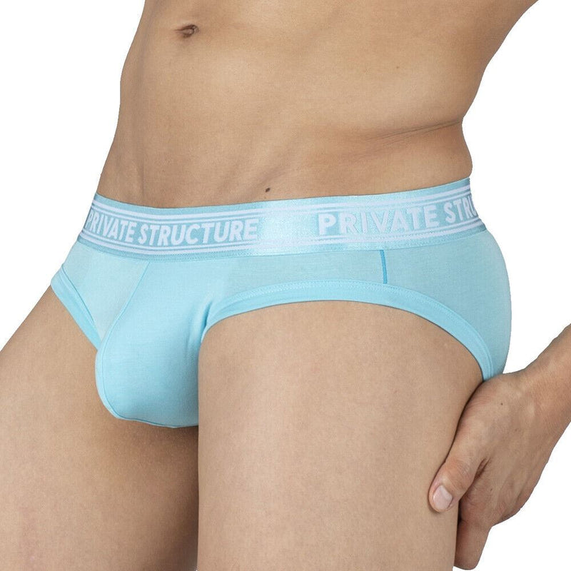 PRIVATE STRUCTURE Bamboo Mini Briefs Viscose Mid-Waist Bright Cyan 4378 60 - SexyMenUnderwear.com