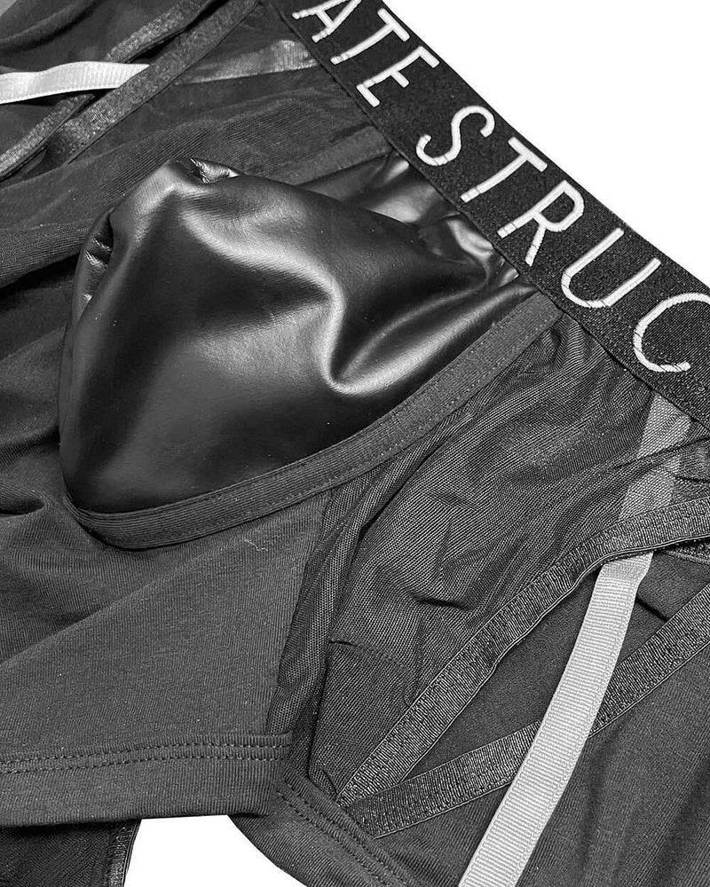 PRIVATE STRUCTURE Boxer Alpha Low Waist Harness Trunk Shades Of Black 4415 - SexyMenUnderwear.com