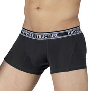 PRIVATE STRUCTURE Boxer Bamboo Viscose Sports Mid-Waist Trunk Raven Black 4379 - SexyMenUnderwear.com