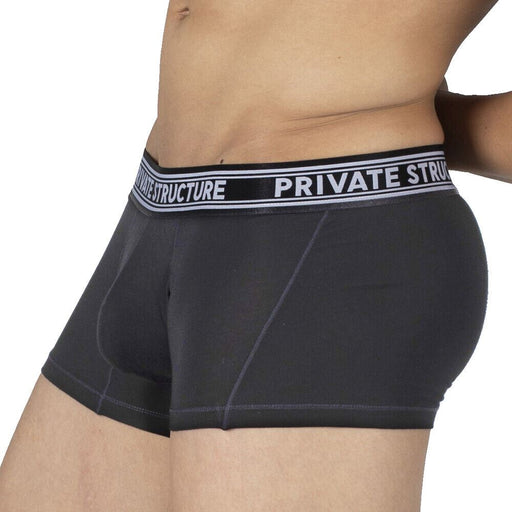 PRIVATE STRUCTURE Boxer Bamboo Viscose Sports Mid-Waist Trunk Raven Black 4379 - SexyMenUnderwear.com