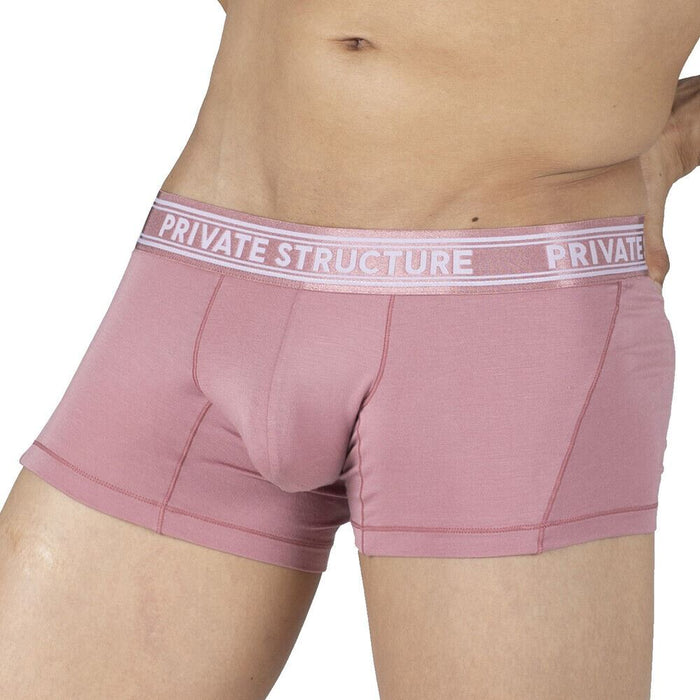 PRIVATE STRUCTURE Boxer Bamboo Viscose Sports Mid Waist Trunk Smokey Red 4379 58 - SexyMenUnderwear.com
