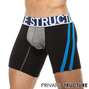 Private Structure Boxer Befit Athlete Long Trunk Blue Stripe Black 3347 30 - SexyMenUnderwear.com