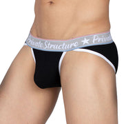 Private Structure Classic Briefs Low-Rise Cutaway Rayon Tanga-Brief Black 3274