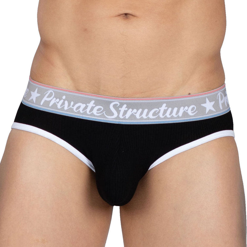 Private Structure Classic Briefs Mid-Waist Brief Total Black 3275