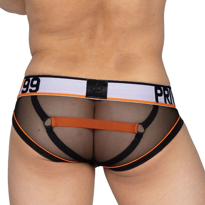 PRIVATE STRUCTURE Cotton Harness Mini Briefs Momentum Orange/Black 4356