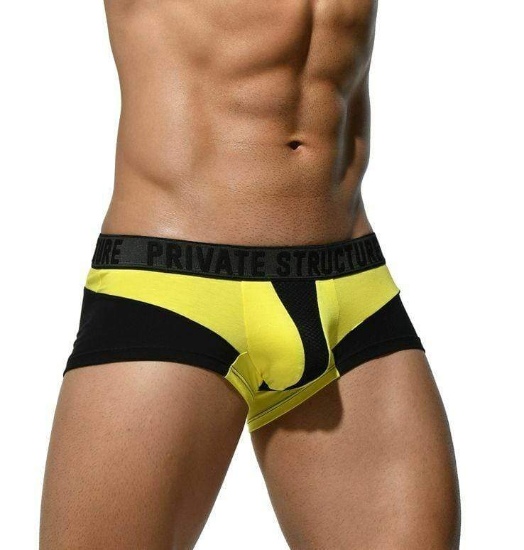 Private Structure Mens Boxers Platinum Micro-Modal Trunk Yellow 3783 49 - SexyMenUnderwear.com
