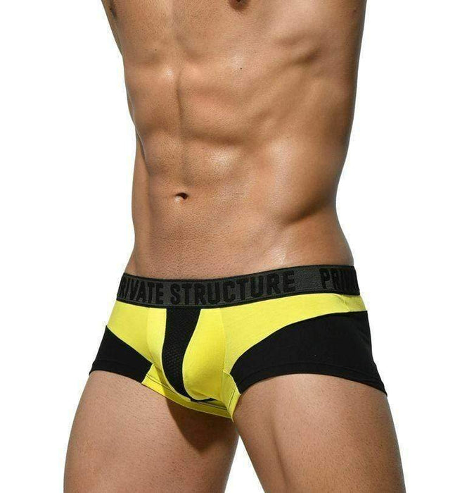 Private Structure Mens Boxers Platinum Micro-Modal Trunk Yellow 3783 49 - SexyMenUnderwear.com
